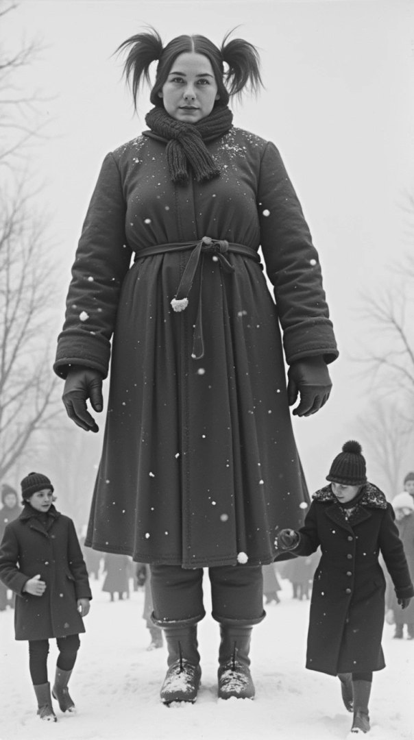 Winter girl with pigtails