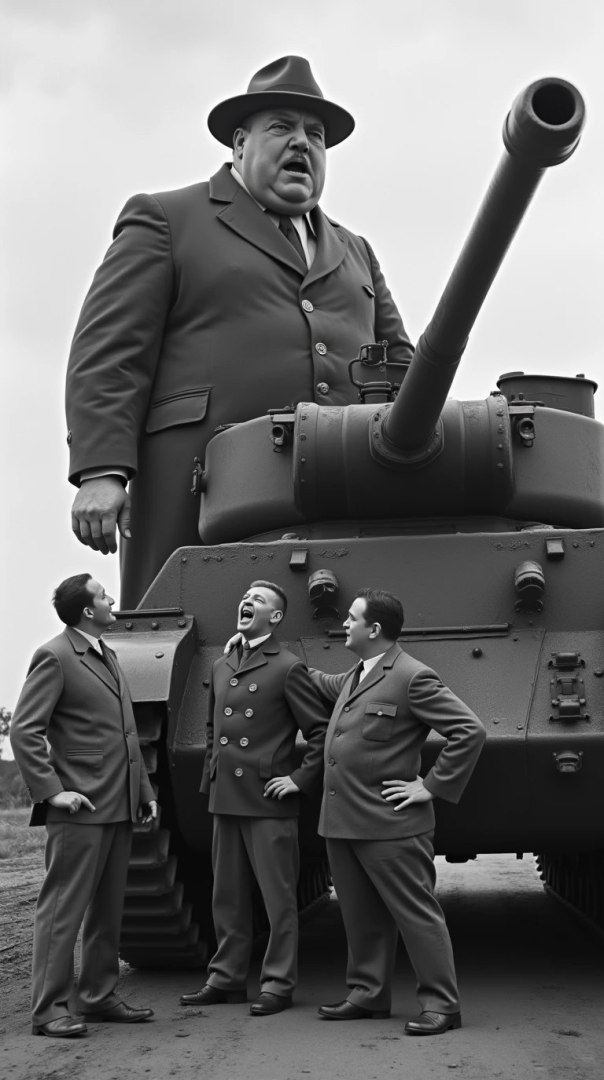 The man is bigger than the tank