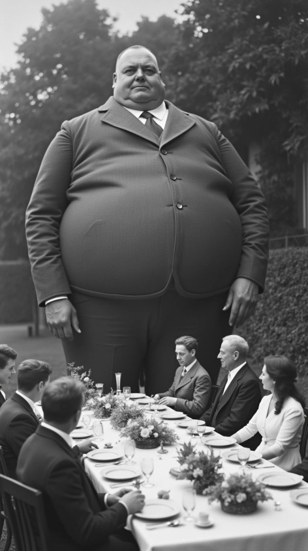 The fat man at the table