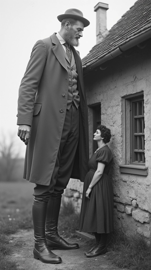 A very tall gentleman talking to a woman