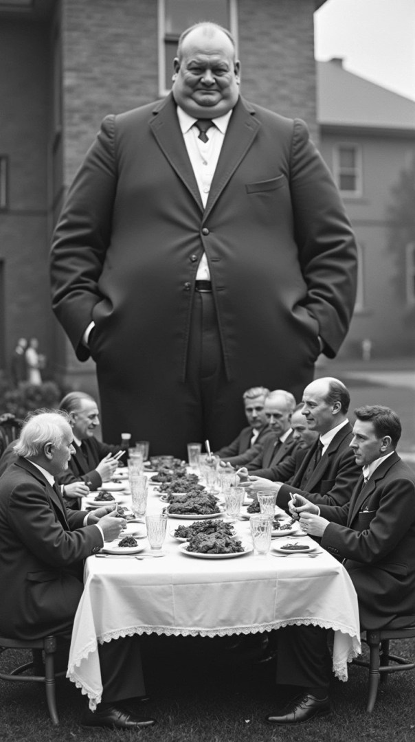 The fat man at the table