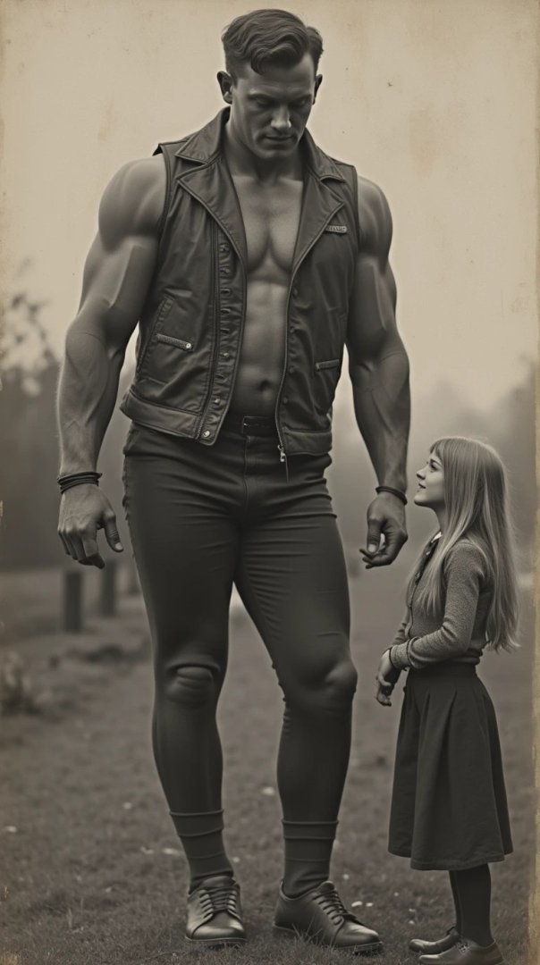 A muscular man with a girl