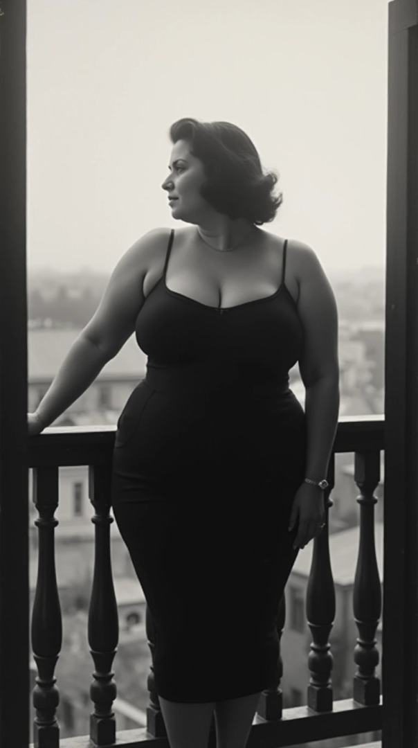 Large female form in a tight dress