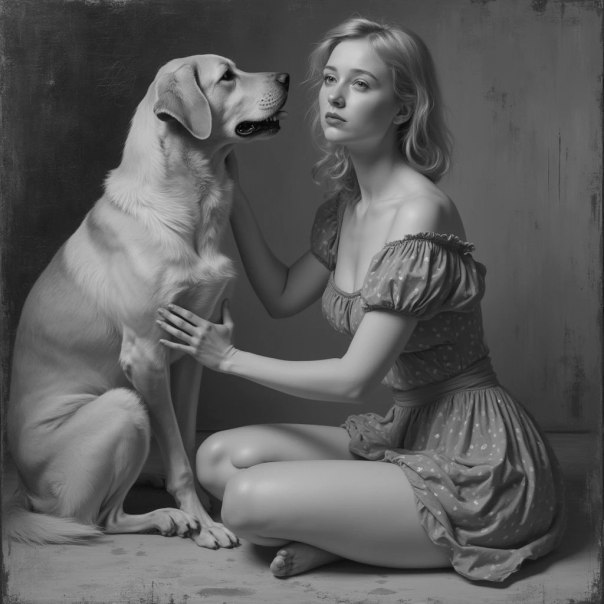 A girl with a dog