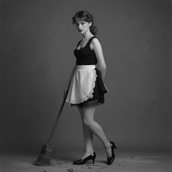 A cleaner with a broom