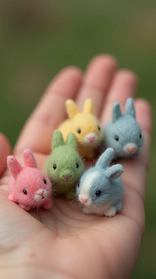 Funny bunnies on the human hand